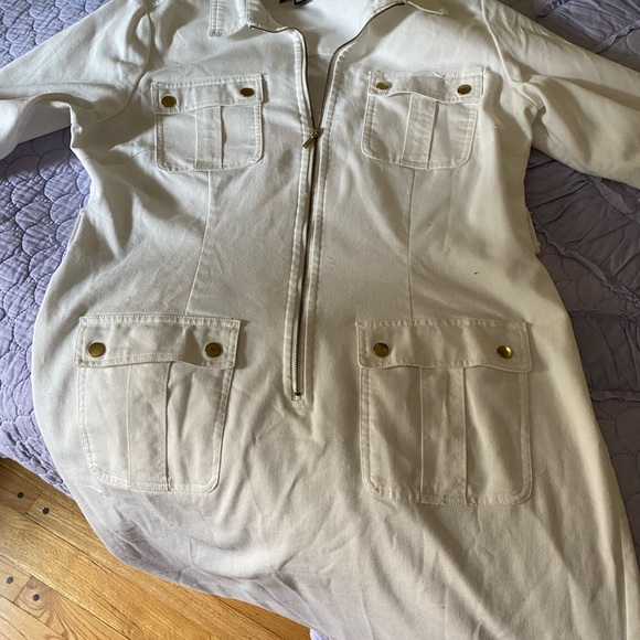 women’s white shirt dress. Gold button and zipper accents. Size 16.Includes whit - Picture 3 of 7